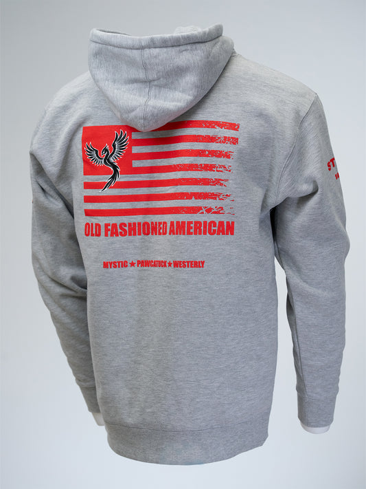 Flag Hoodie - Grey/Red