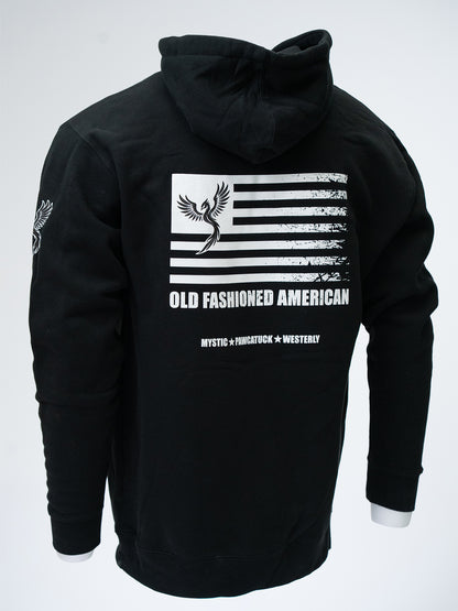 Flag Hoodie - Black/White